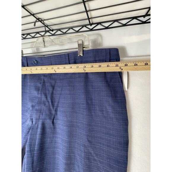 Hart Schaffner Marx Men's UNHEMMED Slacks New York Fit 44R‎ Blue Check NWT $155 - Picture 3 of 12